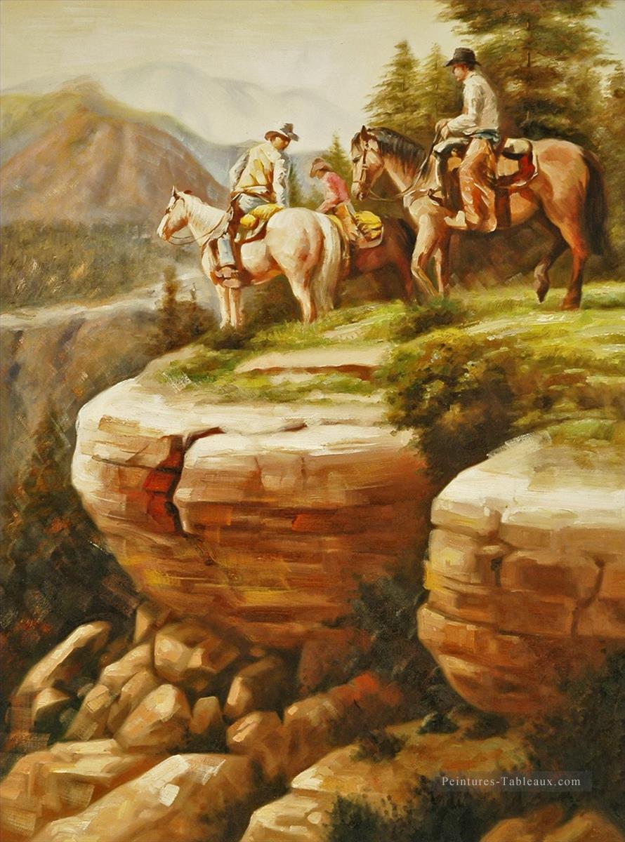 cowboy falaise western Peintures à l'huile